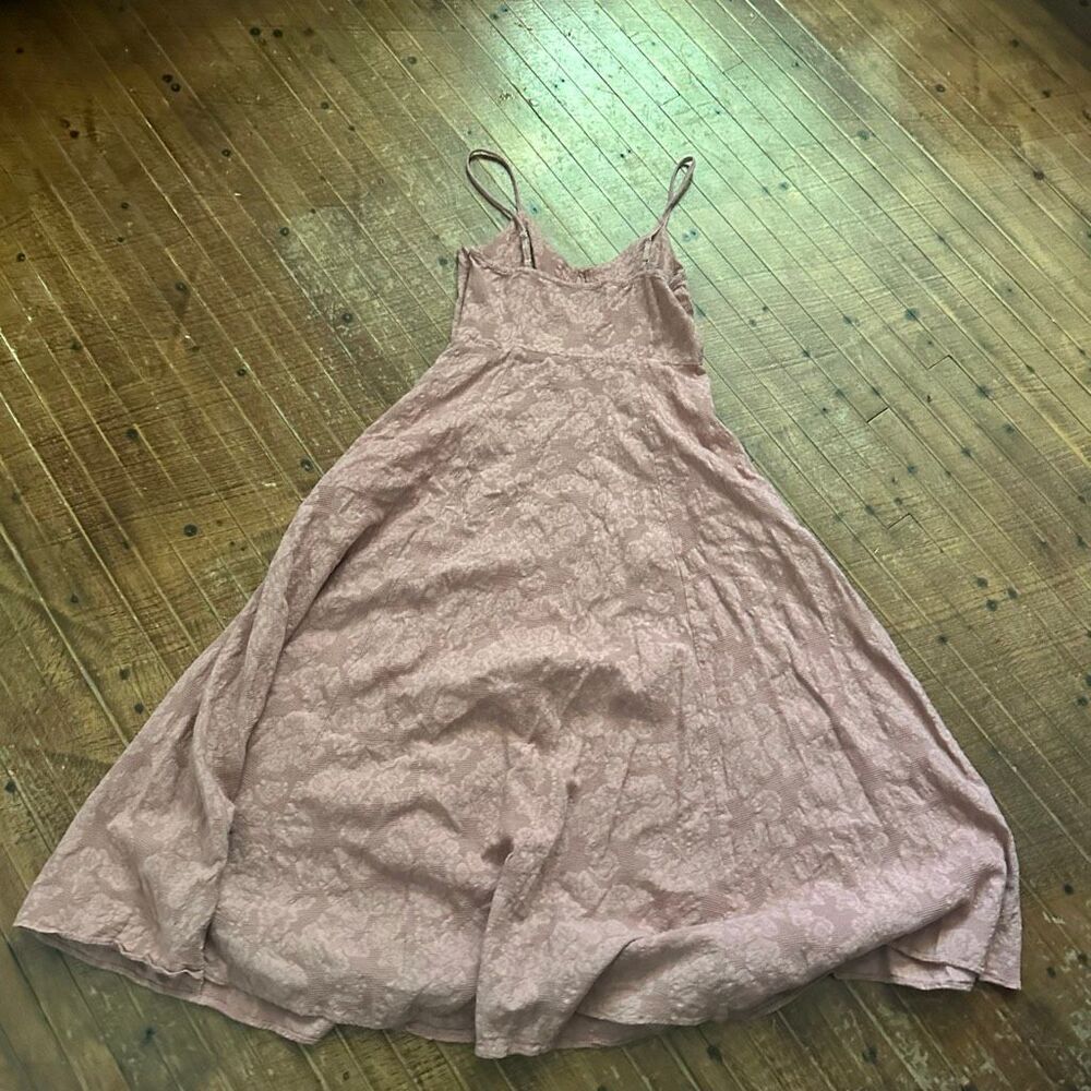 Lulu’s Time for Tea cotton jacquard v-neck dusty pink M dress - Picture 4 of 4